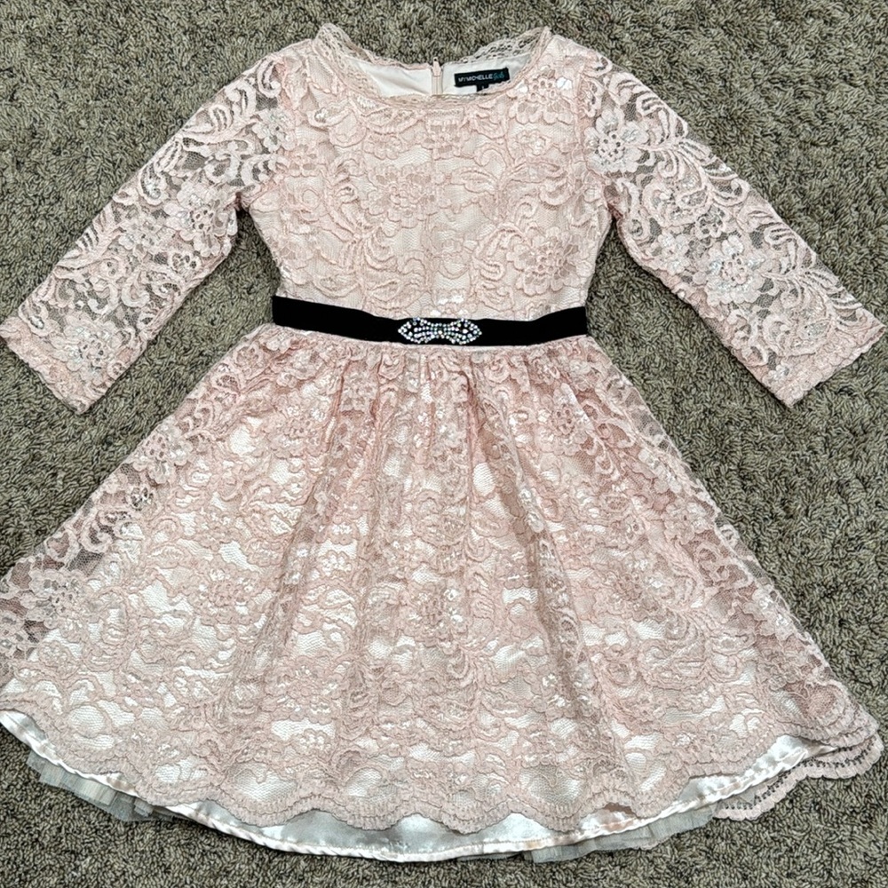 My Michelle Girl Lace Pink Dress Size 8